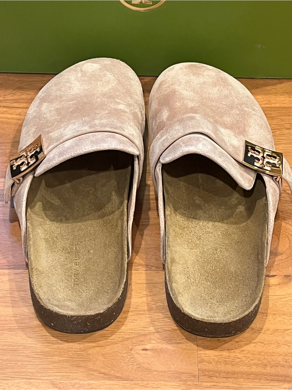 Tory Burch Suede Mellow Malva/Gold Mules - size 9.5 - NIB - Picture 6 of 12